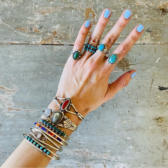 SOLD ♥️ Navajo ♥️ Vintage Sterling Silver & Blue - Green Turquoise Ring - Picture 12 of 13